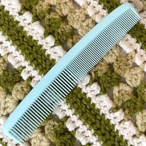 Vintage teal Blue 7" Plastic‎ Hair Comb USA barber travel Unbreakable NEW